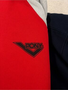 Y2K Vintage Pony Red, Gray & Navy Colorblock Pullover